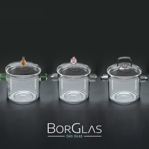 Yüksek Borosilikat derin cam tencere- cam kapak